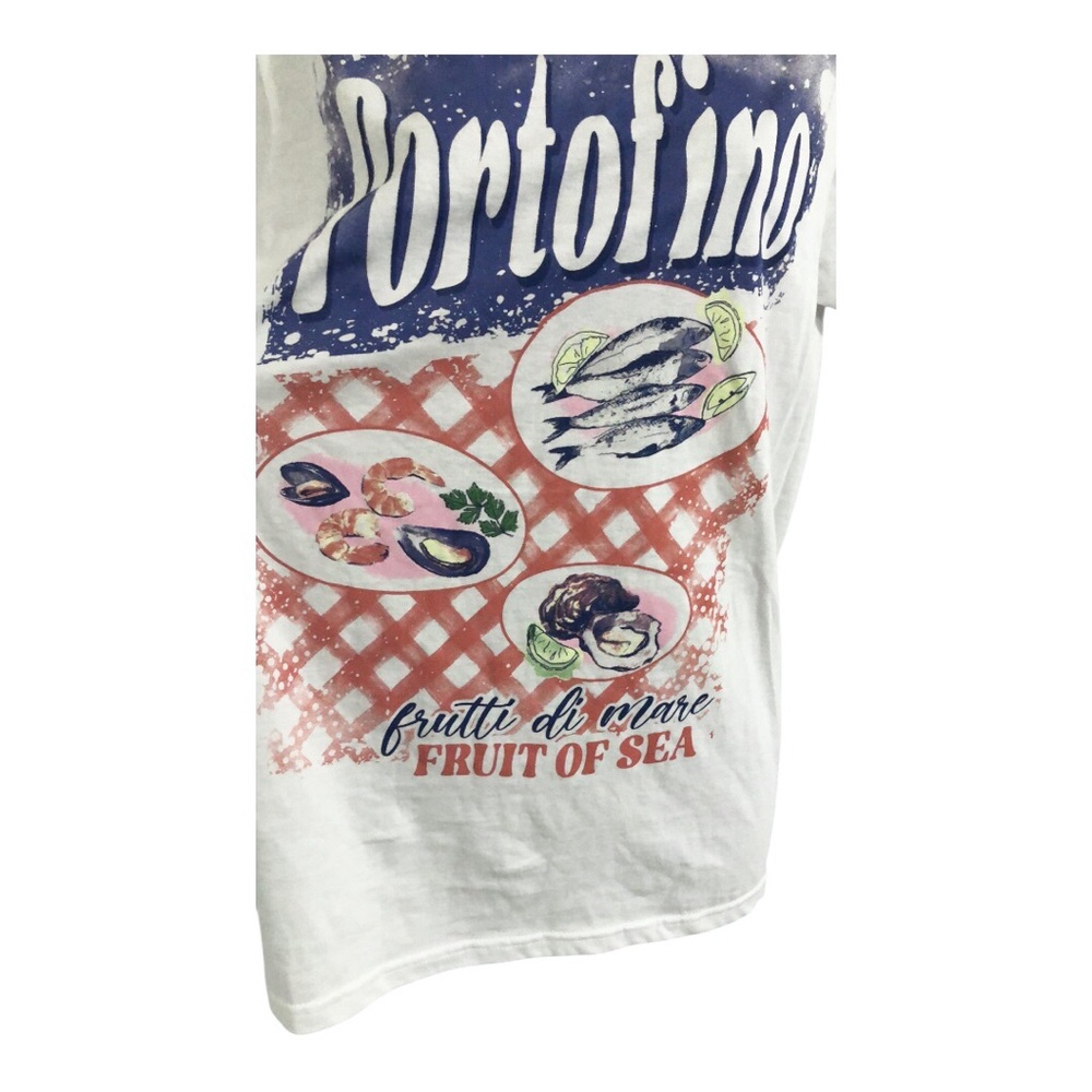 Portofino Frutti di mare fruit of the sea sardine white t-shirt size large brand View 3